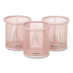 Metal Pen Holder, 3.5" x 3.5" x 3.75", Pink, 3 Pieces/Set