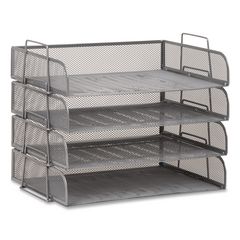 Metal Mesh Stackable Letter Tray 4 Sections Letter Size 13 25 x 9 75 x 11 5 Silver