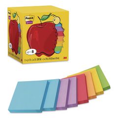 Super Sticky Notes, 3" x 3", Assorted Bright Colors, 70 Sheets/Pad, 8 Pads/Pack