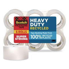 3850 Heavy-Duty Recycled Packaging Tape, 3" Core, 1.88" x 54.6 yd, Clear, 6/Pack