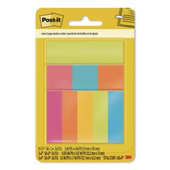 Combo Pack with Pagemarkers, (1) 3" x 4", (3) 0.88" x 2.87", (5) 0.5" x 1.7", Randomly Assorted Bright Colors, 50 Sheets/Pad