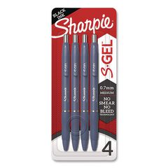 S-Gel Gel Pen, Retractable, Medium 0.7 mm, Black Ink, Gray Barrel, 4/Pack