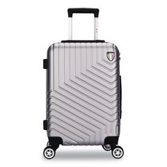 SPETTACOLO Hardside Carry-On Spinner Suitcase, 13.7 x 8.2 x 20, Titanium Silver