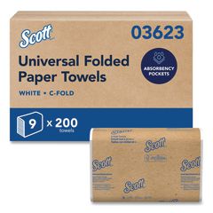 Essential C-Fold Towels for Business, Convenience Pack, 1-Ply, 10.13 x 13.15, White, 200/Pack, 9 Packs/Carton