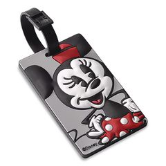 Disney Minnie Mouse Luggage Tag, Molded Rubber, Gray/Black/Red