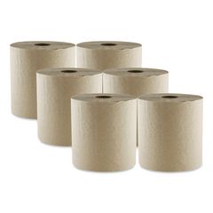 Hard Wound Towel, 1 Ply, 8" x 700 ft, Kraft, 6/Carton