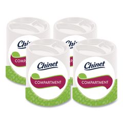 PaperPro Naturals Molded Fiber Dinnerware, Round Plates, 3-Compartment, 10.25" dia, Natural, 125/Pack, 4 Packs/Carton