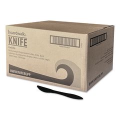 Mediumweight Polypropylene Cutlery, Knife, Plastic, Black, 1,000/Carton