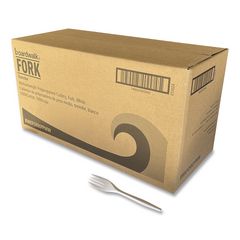 Mediumweight Polypropylene Cutlery, Fork, 5.51", Plastic, White, 1,000/Carton