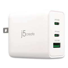 65 W GaN USB-A/USB-C Three-Port Charger, White