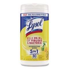 Disinfecting Wipes, 1-Ply, 7 x 7.25, Lemon and Lime Blossom, White, 80 Wipes/Canister