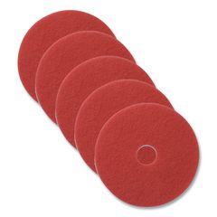 Buffing Pads, 14" Diameter, Red, 5 Pads/Carton