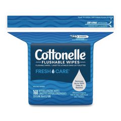 Fresh Care Flushable Cleansing Cloths, 1-Ply, 5 x 7.25, White, 168/Pack, 8 Packs/Carton