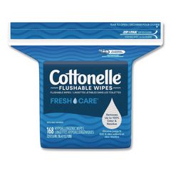 Fresh Care Flushable Cleansing Cloths, 1-Ply, 5 x 7.25, White, 168/Pack