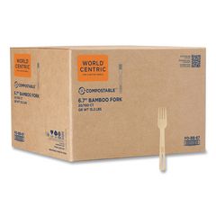 Bamboo Cutlery, Fork, Paper, Natural, 2,000/Carton