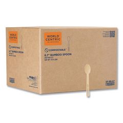 Bamboo Cutlery, Spoon, Paper, Natural, 2,000/Carton