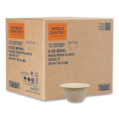 Fiber Bowls, 6 oz, 3.5 x 3.5 x 2, Natural, Paper, 1,000/Carton