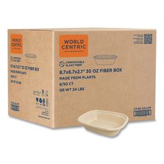 Fiber Containers, 32 oz, 8.7 x 6.5 x 2.1, Natural, Paper, 400/Carton