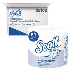 Essential Standard Roll Bathroom Tissue for Business, Septic Safe, 1-Ply, White, 1,210 Sheets/Roll, 80 Rolls/Carton