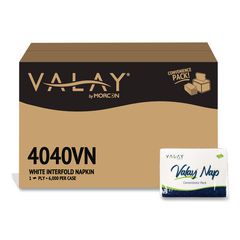 Valay Dispenser Napkin Convenience Pack, 1-Ply, 6.5 x 4, White, 500/Pack, 12 Packs/Carton