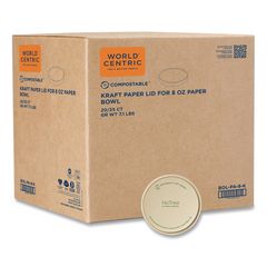 Paper Lids for Bowls, 3.6" Diameter, Brown, 500/Carton