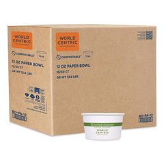 Paper Bowls, 12 oz, 4.5" Diameter x 2.5" h, White, 500/Carton