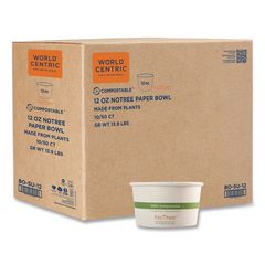 No Tree Paper Bowls, 12 oz, 4.4" Diameter x 2.5" h, Natural, Sugarcane, 500/Carton