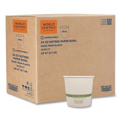 No Tree Paper Bowls, 24 oz, 4.4" Diameter x 4.5" h, Natural, Sugarcane, 500/Carton