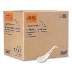 TPLA Bulk Cutlery, Asian Soup Spoon, Plastic, Light Beige, 500/Carton
