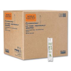 TPLA Wrapped Cutlery, Fork, Plastic, Light Beige 750/Carton
