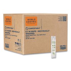 TPLA Wrapped Cutlery, Knife, Plastic, Light Beige, 750/Carton