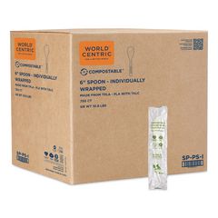 TPLA Wrapped Cutlery, Spoon, Plastic, Light Beige, 750/Carton
