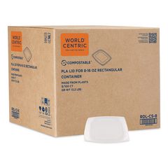 PLA Rectangular Deli Container Lids, 4.8 x 5.9 x 0.3, Clear, Plastic, 900/Carton