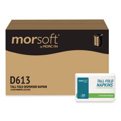 Morsoft Tall Fold Dispsenser Napkins, 1-Ply, 3.5 x 5, White, 500/Pack, 20 Packs/Carton