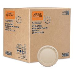 Fiber Plates, Paper, 9.1" dia, Natural, 1,000/Carton