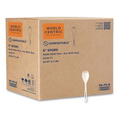 TPLA Bulk Cutlery, Spork, Plastic, Light Beige, 1,000/Carton