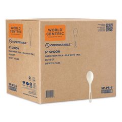 TPLA Bulk Cutlery, Spoon, Plastic, Light Beige, 1,000/Carton