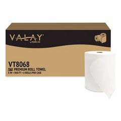 Valay Universal Hardwound Premium Roll Towel, 1-Ply, 8" x 800 ft, White, 6 Rolls/Carton