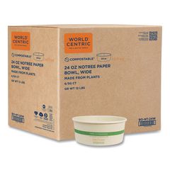 No Tree Wide Paper Bowls, 24 oz, 5.9" Diameter x 2.4" h, Natural, Sugarcane, 300/Carton