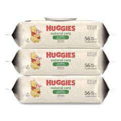 Natural Care Sensitive Baby Wipes, 6.6 x 6.86, Unscented, White, 56 Wipes/Pack, 3 Packs/Carton