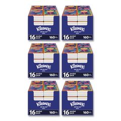 On The Go Packs Facial Tissues, 3-Ply, White, 10 Sheets/Pouch, 16 Pouches/Pack,  6 Packs/Carton