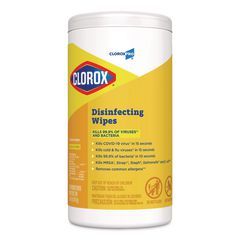 CloroxPro Disinfecting Wipes, 1-Ply, 7 x 8, Lemon Fresh, White, 75/Canister