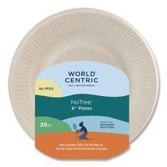 Fiber Plates, 6" dia, Natural, 20/Pack