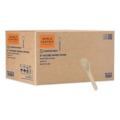 NoTree Cutlery, Light Mediumweight, Spork, Paper, Natural, 1,000/Carton
