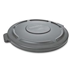 BRUTE Self-Draining Flat Top Lids for 20 gal Round BRUTE Containers, 19.88" Diameter, Gray