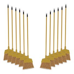 Corn Fiber Angled-Head Lobby Brooms, 55" Length, Yellow, 12/Carton