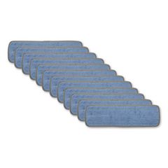Microfiber Wet Mop Head, Blue, 18 x 5, Split Microfiber, Hook and Loop Back, Dozen