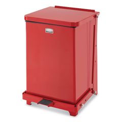 Defenders Heavy-Duty Steel Step Can, 4 gal, Steel, Red