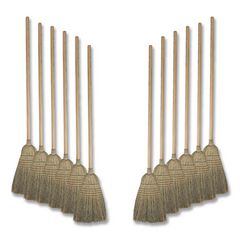 Warehouse Broom, Corn Fiber Bristles, 56" Overall Length, Natural, 12/carton
