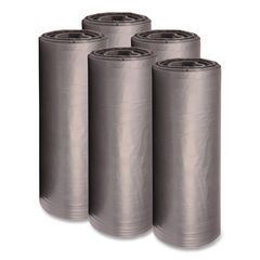 Low-Density Waste Can Liners, 60 gal, 1.1 mil, 38" x 58", Gray, Perforated Roll, 20 Bags/Roll, 5 Rolls/Carton